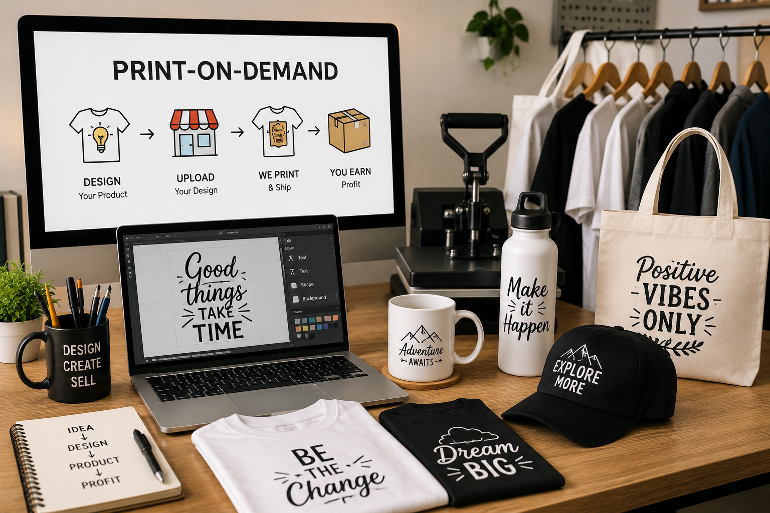 Print on demand business India 2026 T-shirts mugs designs low investment