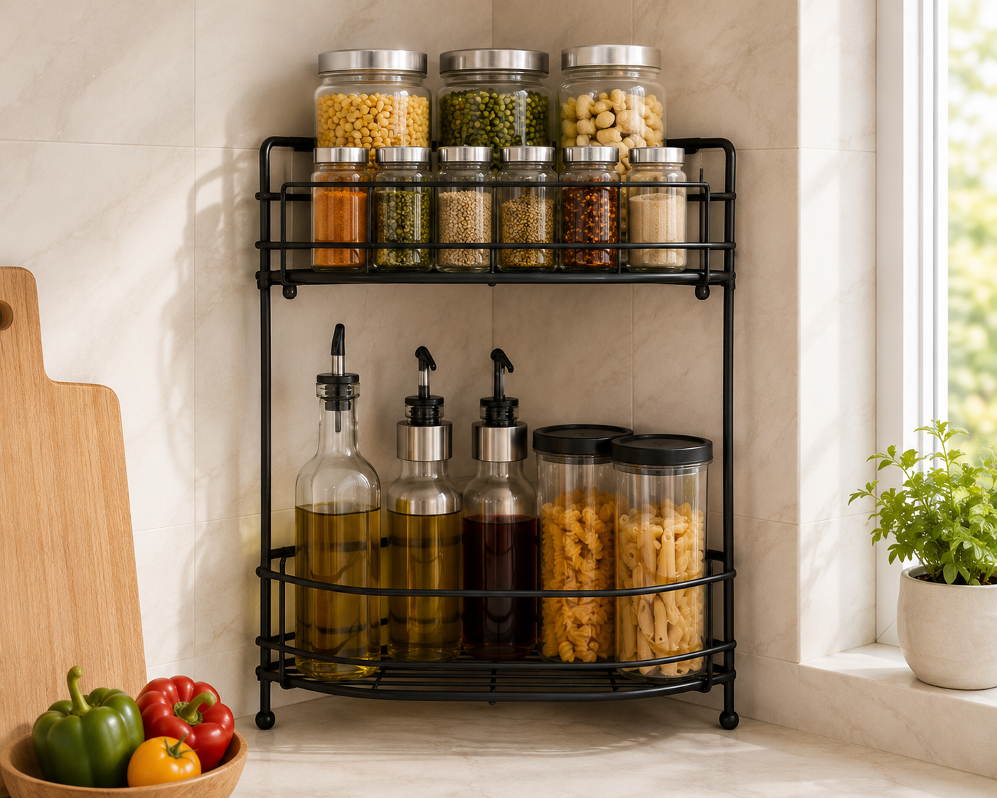 Amazon Basics corner rack kitchen space saver India 2026