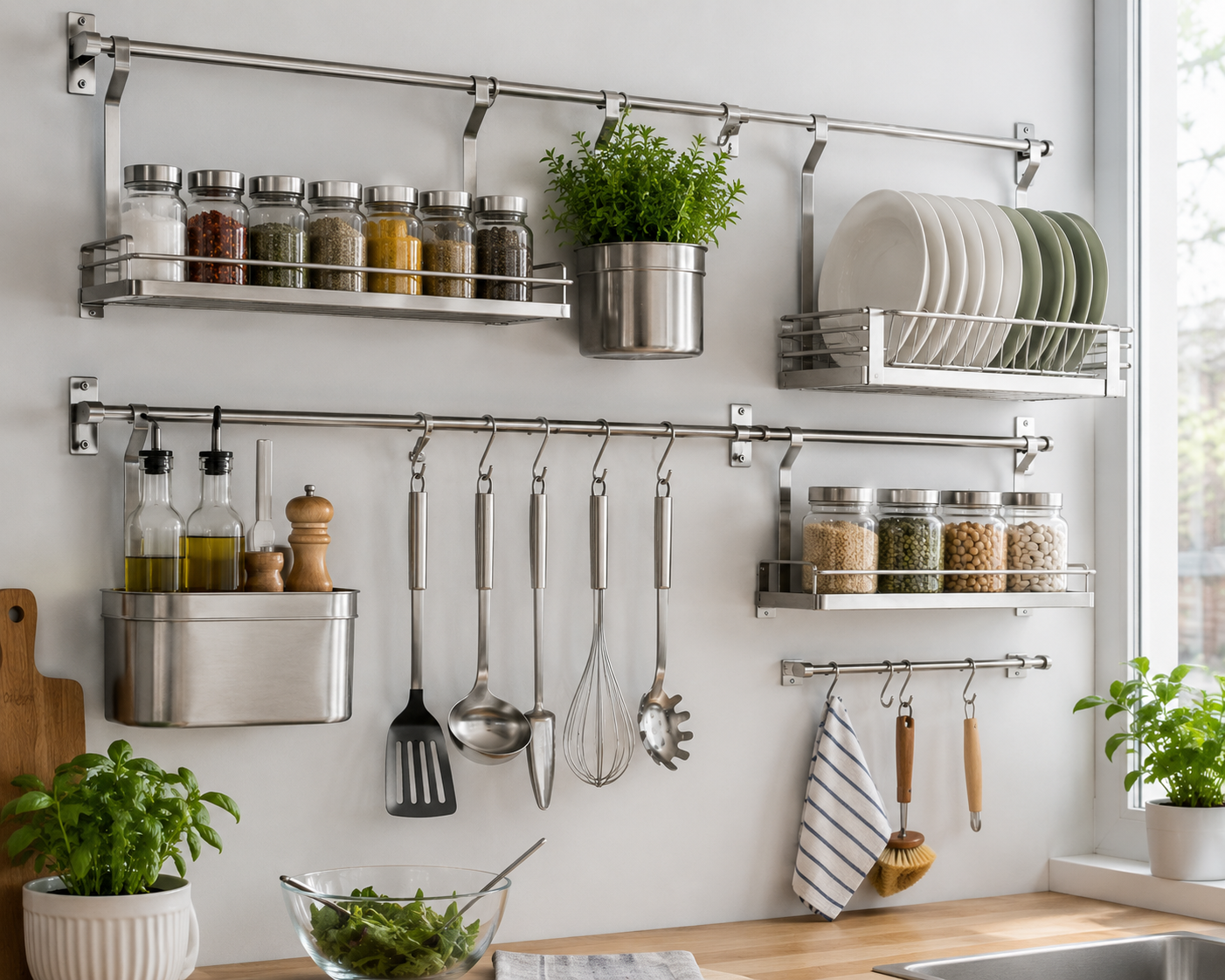IKEA GRUNDTAL rail system aesthetic kitchen rack India 2026