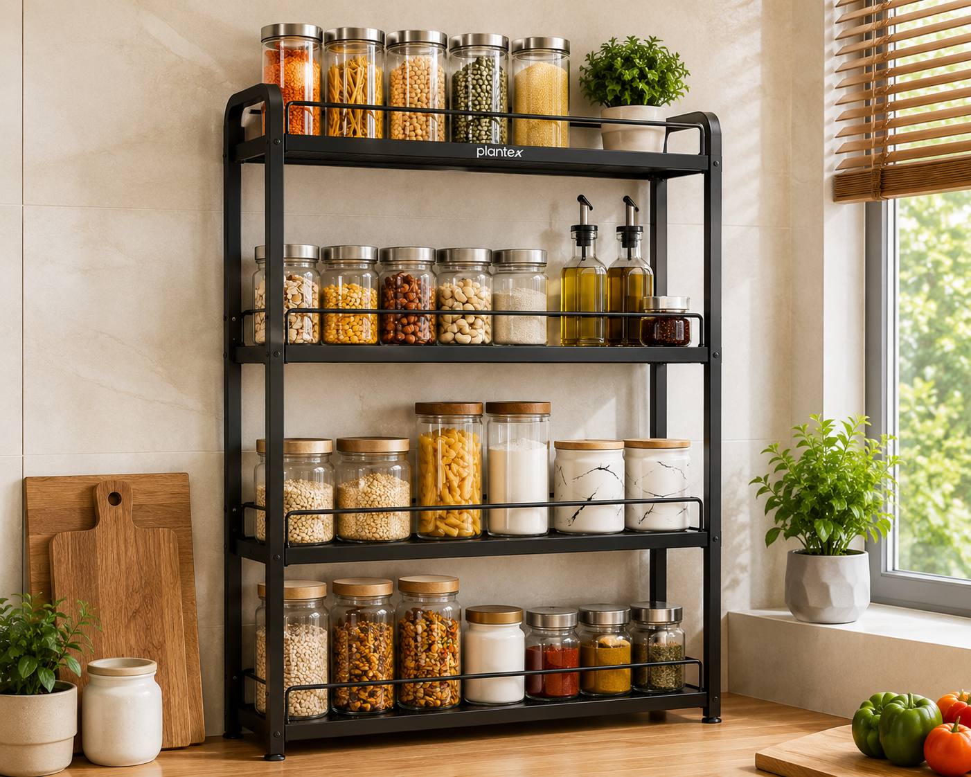 Plantex 4 tier kitchen shelf freestanding counter rack India 2026
