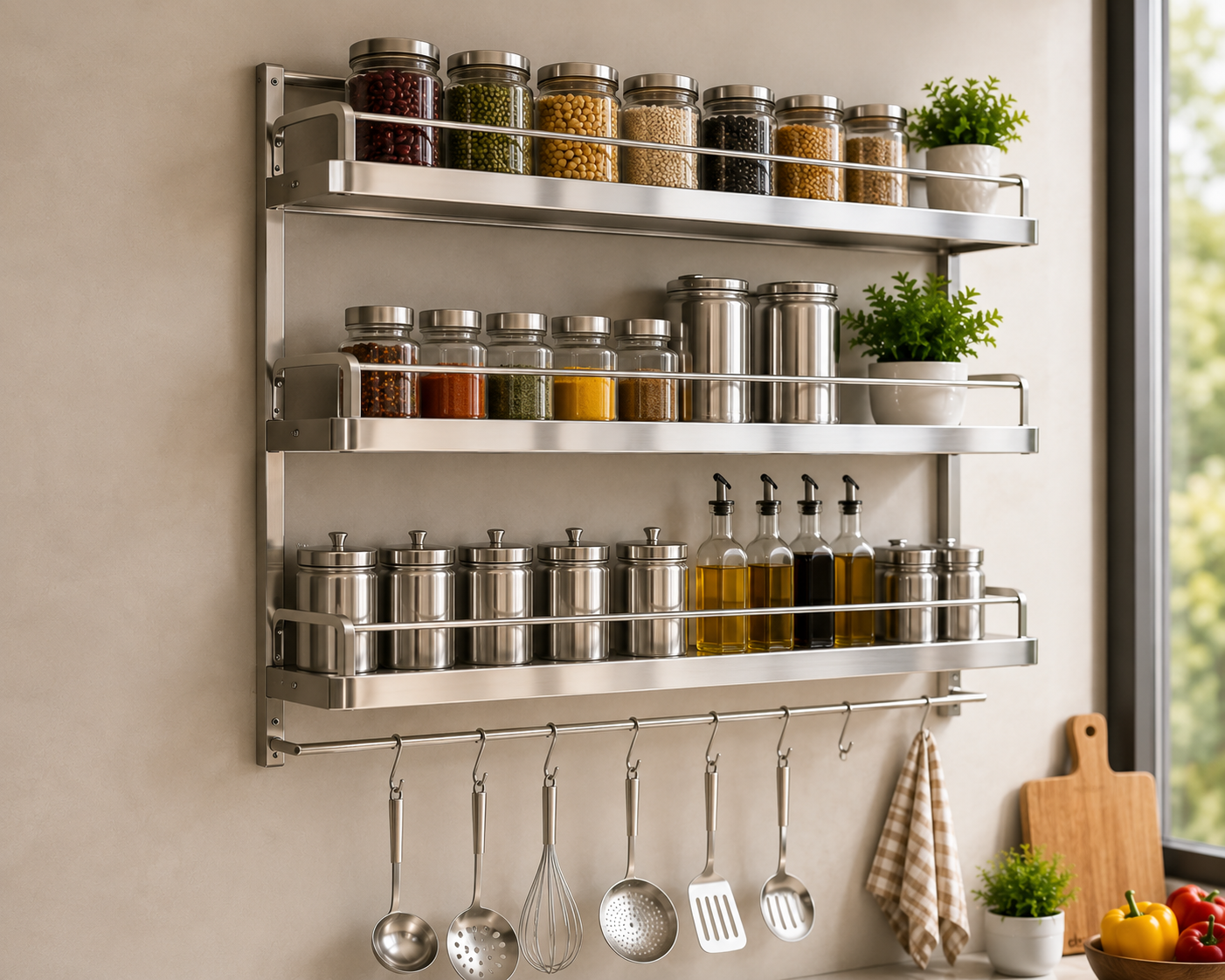 Ebee stainless steel wall mounted kitchen rack India 2026 best overall